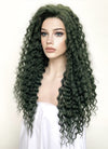 Swamp Green Curly Lace Front Synthetic Wig LN6025