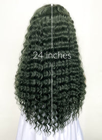 Swamp Green Curly Lace Front Synthetic Wig LN6025