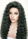Swamp Green Curly Lace Front Synthetic Wig LN6025
