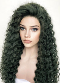 Swamp Green Curly Lace Front Synthetic Wig LN6025