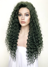 Swamp Green Curly Lace Front Synthetic Wig LN6025