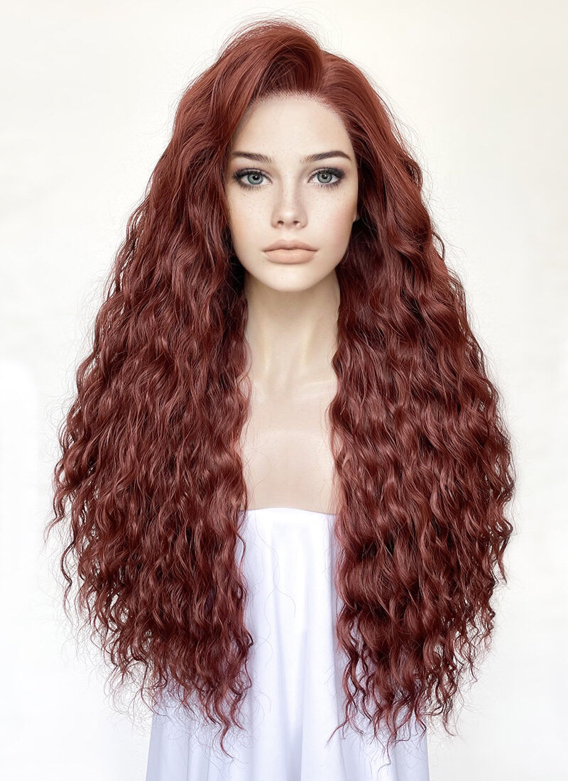 Reddish Brown Curly Lace Front Synthetic Wig LN6027