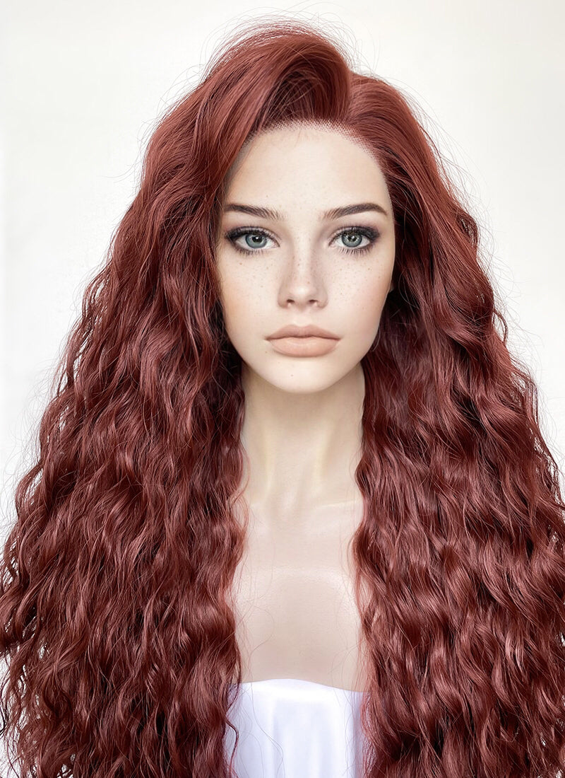 Reddish Brown Curly Lace Front Synthetic Wig LN6027