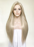 Pastel Ash Blonde Straight Yaki Lace Front Synthetic Hair Wig LN6031