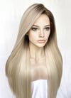 Blonde With Brown Roots Straight Lace Front Kanekalon Synthetic Hair Wig LN6032
