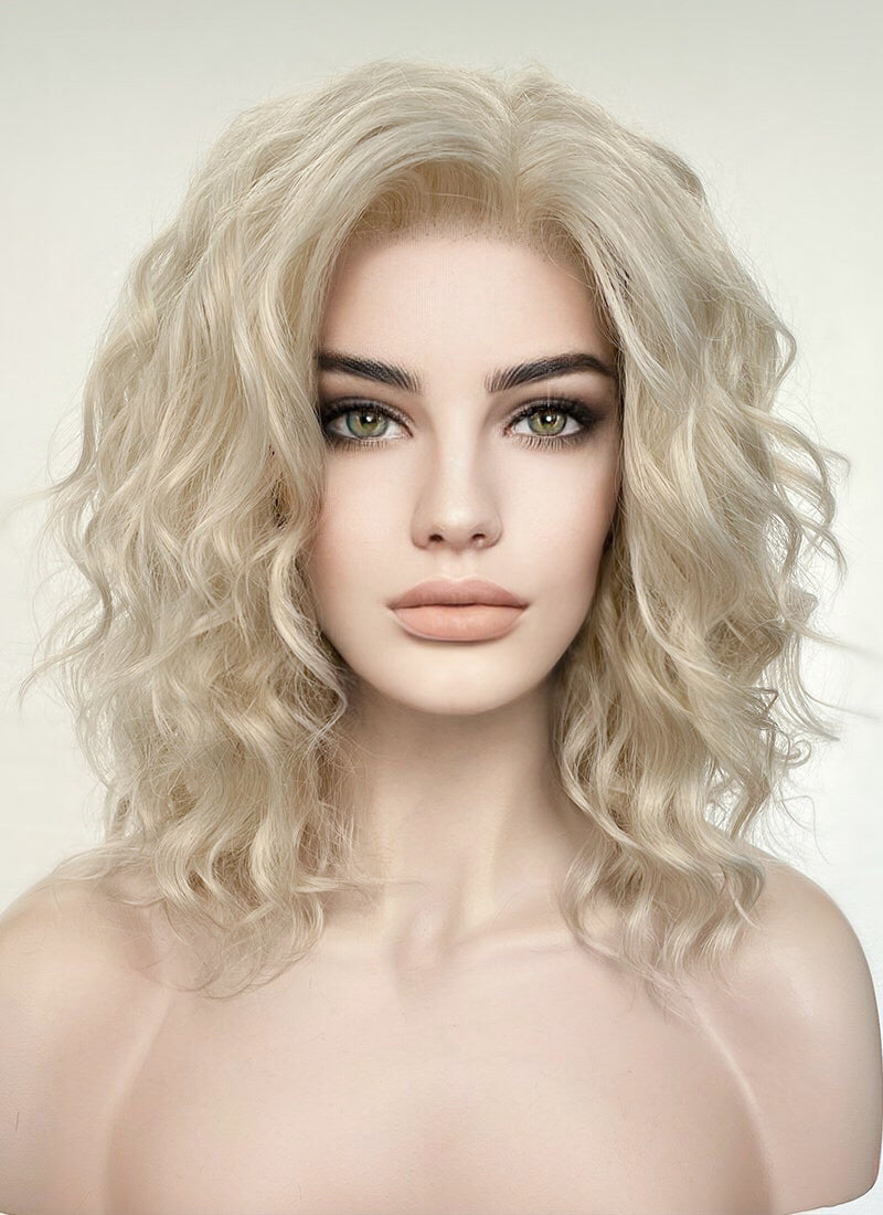 Pastel Ash Blonde Wavy Lace Front Synthetic Wig LW4017