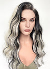 Platinum Blonde Mixed Black Wavy Lace Front Synthetic Wig LW4027
