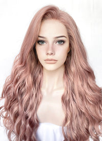 Pastel Pale Plum Wavy Lace Front Synthetic Wig LW4034