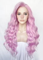 Pinkish Purple Wavy Lace Front Synthetic Wig LW4035