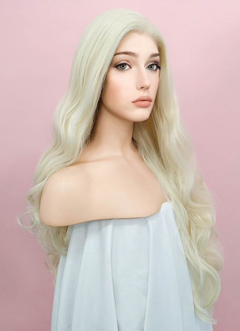 Wavy Platinum Blonde Lace Front Synthetic Wig LW667F