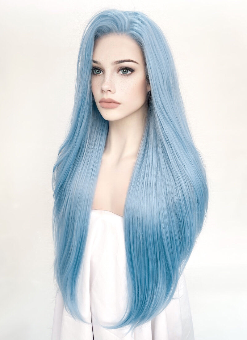 Pastel Blue Straight Lace Front Synthetic Wig LW769B
