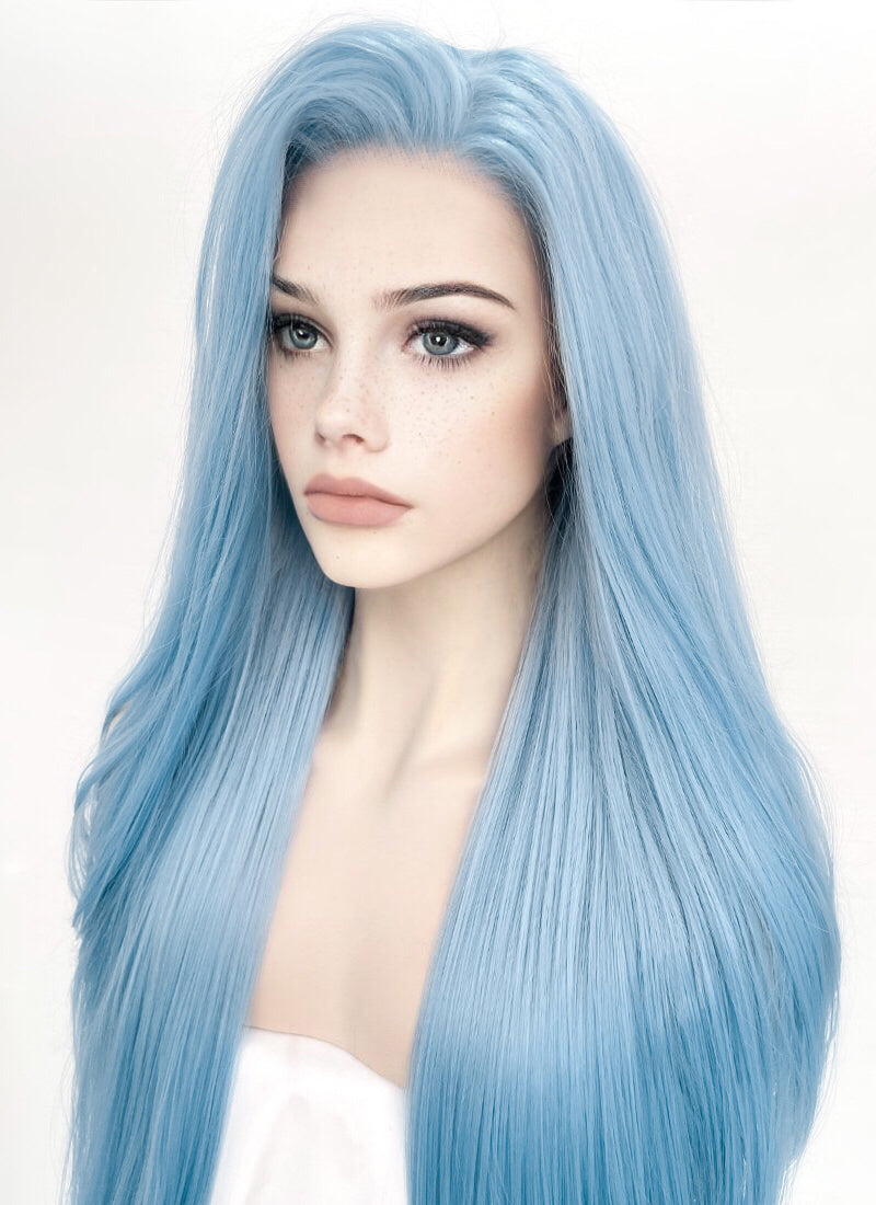 Pastel Blue Straight Lace Front Synthetic Wig LW769B