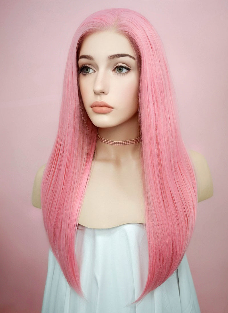 Straight Pink Lace Front Synthetic Wig LW769C