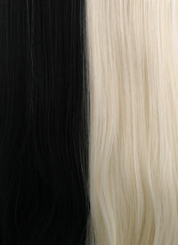 Straight Light Blonde Black Split Gemini Color Lace Front Synthetic Wig LW1531