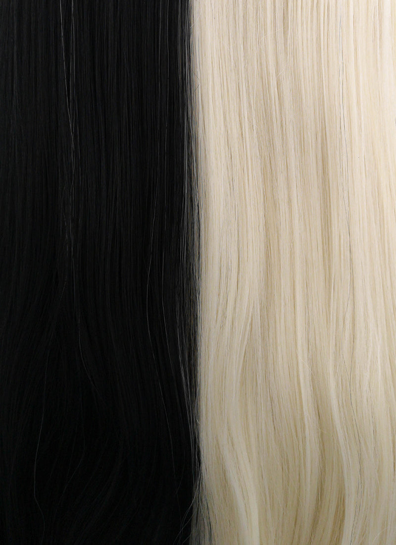 Straight Light Blonde Black Split Gemini Color Lace Front Synthetic Wig LW1531