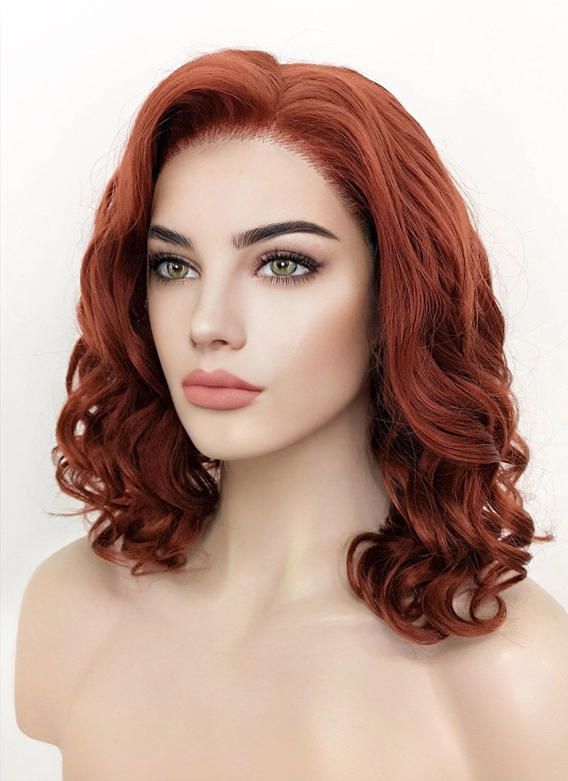 Auburn Wavy Bob Lace Front Synthetic Wig LW4011