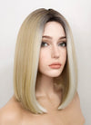 Mixed Blonde With Dark Roots Straight Synthetic Wig NL064