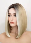 Mixed Blonde With Dark Roots Straight Bob Synthetic Wig NL064
