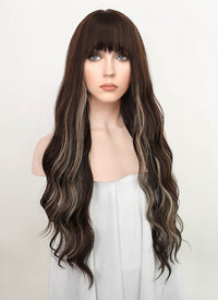 Brown Mixed Blonde Wavy Synthetic Wig NS188
