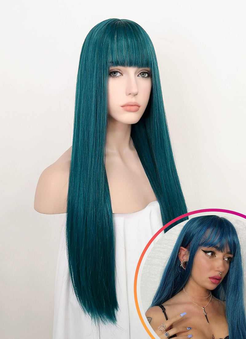 Turquoise Blue Straight Synthetic Wig NS192