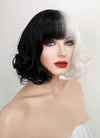 Cruella Black White Split Color Wavy Bob Synthetic Wig NS200