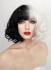 Cruella Black White Split Color Wavy Bob Synthetic Wig NS200