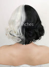 Cruella Black White Split Color Wavy Bob Synthetic Wig NS200