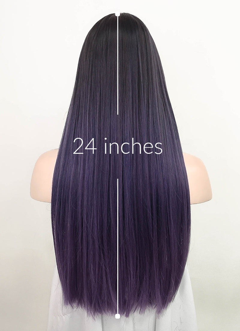 Two Tone Purple Straight Synthetic Wig NS240