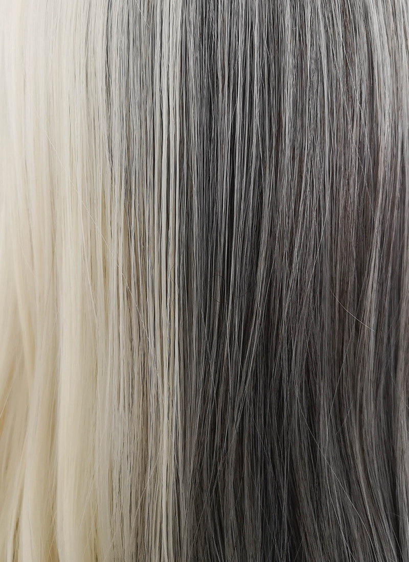 Blonde Grey Split Gemini Color Wavy Synthetic Wig NS330
