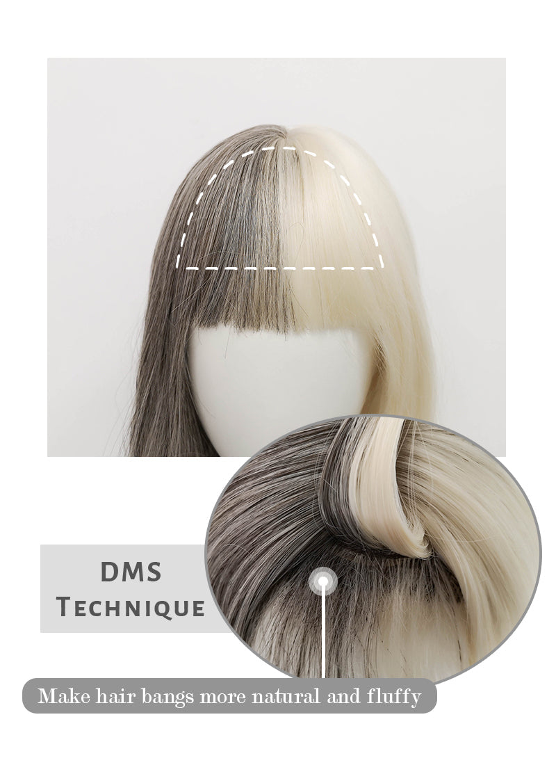 Blonde Grey Split Color Wavy Synthetic Wig NS330