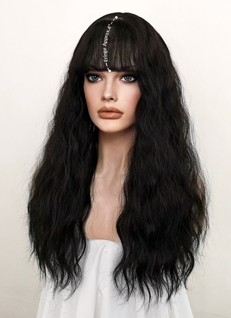 Black Wavy Synthetic Wig NS347