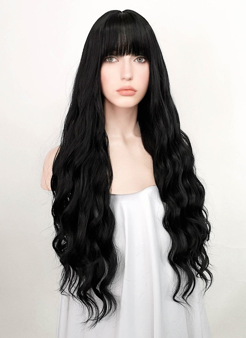 Black Wavy Synthetic Hair Wig NS354