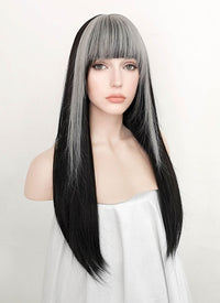 Black Mixed Grey Straight Synthetic Wig NS360