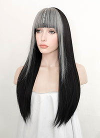 Black Mixed Grey Straight Synthetic Wig NS360