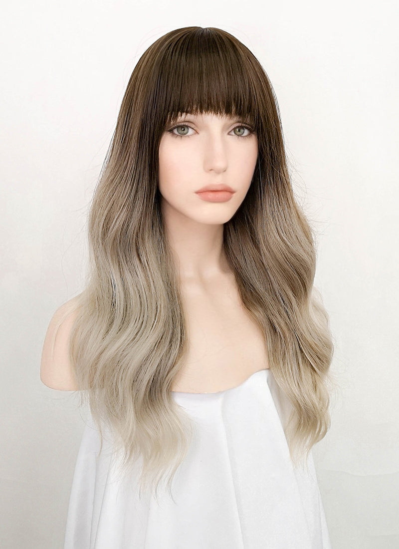 Brown Blonde Ombre Wavy Synthetic Wig NS379