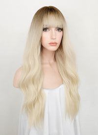 Blonde With Brown Roots Wavy Synthetic Wig NS381