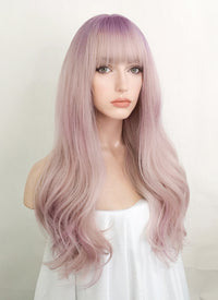 Pink Mixed Purple Wavy Synthetic Wig NS407