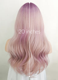 Pink Mixed Purple Wavy Synthetic Wig NS407