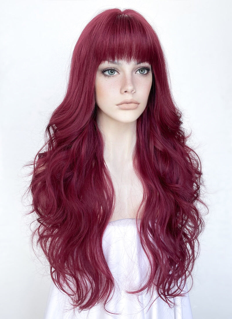 Reddish Purple Wavy Synthetic Hair Wig NS423