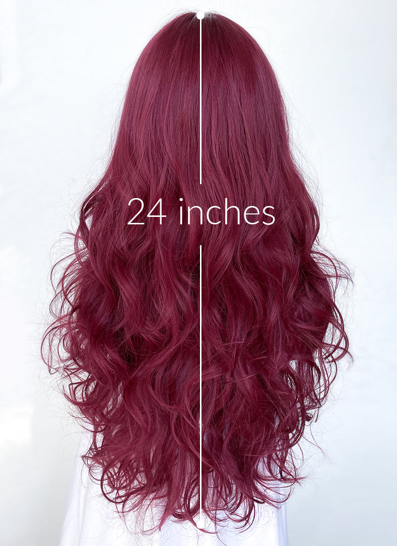 Reddish Purple Wavy Synthetic Hair Wig NS423