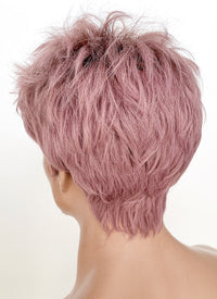 Ash Pink With Dark Roots Straight Pixie Synthetic Hair Men's Wig NS427
