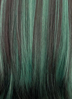 Green Mixed Black Straight Synthetic Hair Wig NS432