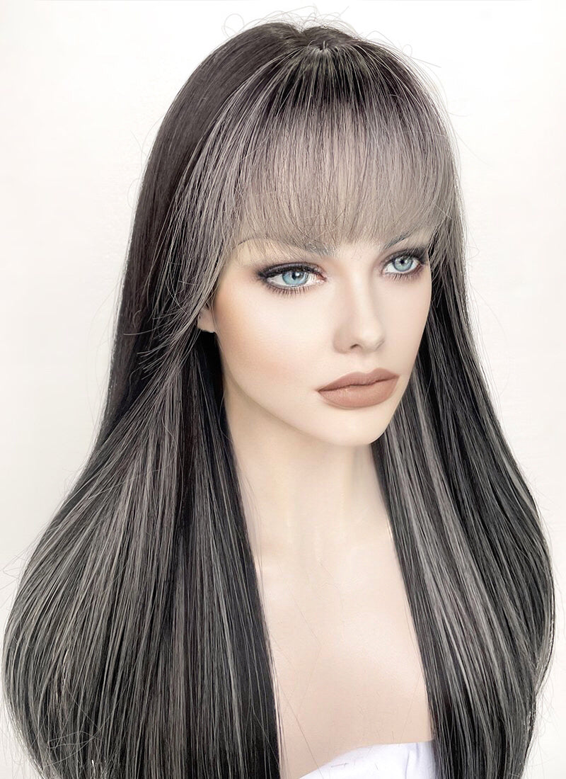Grey straight wig shop
