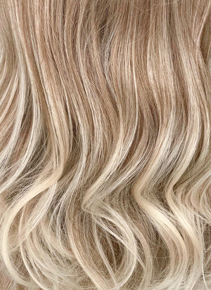 Mixed Blonde With Brown Roots Wavy Synthetic Hair Wig NS443