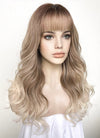 Mixed Blonde With Brown Roots Wavy Synthetic Hair Wig NS443