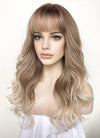 Mixed Blonde With Brown Roots Wavy Synthetic Hair Wig NS443