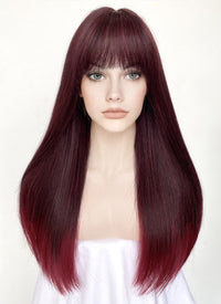 Black Mixed Red Straight Synthetic Hair Wig NS476