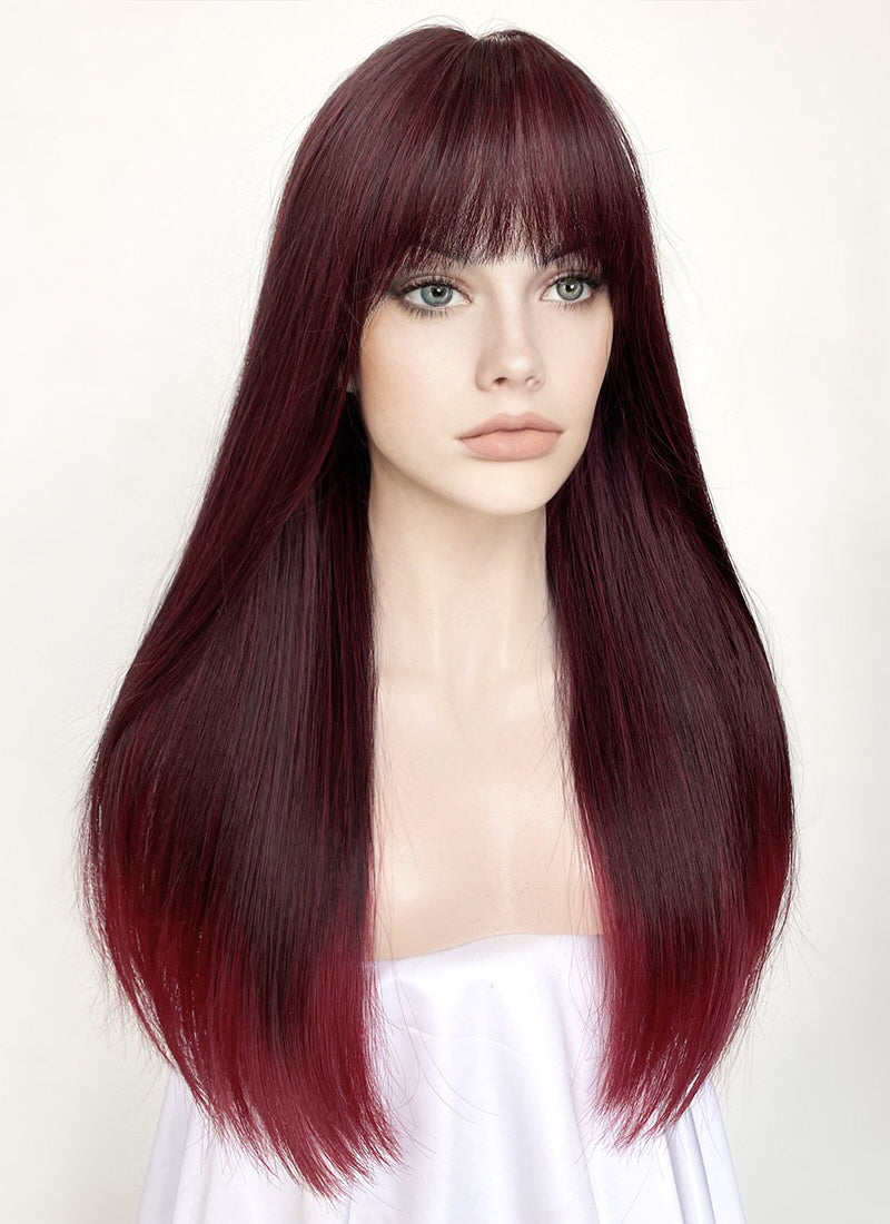 Black Mixed Red Straight Synthetic Hair Wig NS476