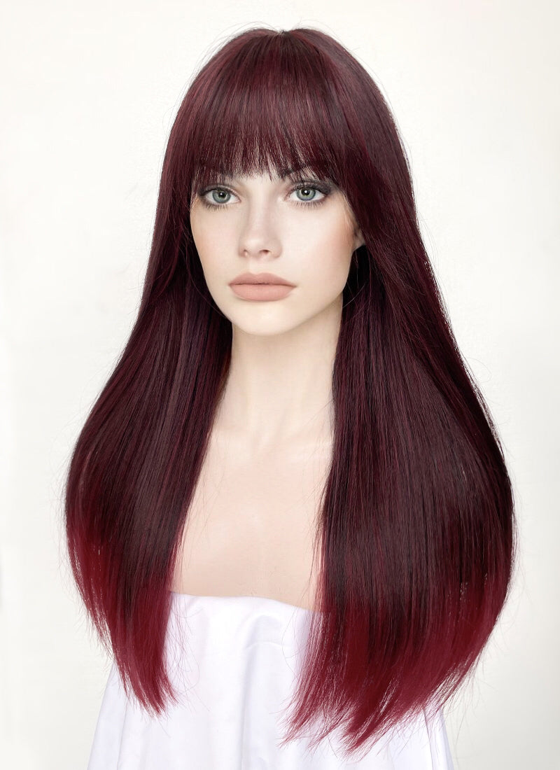 Black Mixed Red Straight Synthetic Hair Wig NS476