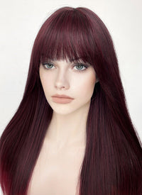 Black Mixed Red Straight Synthetic Hair Wig NS476